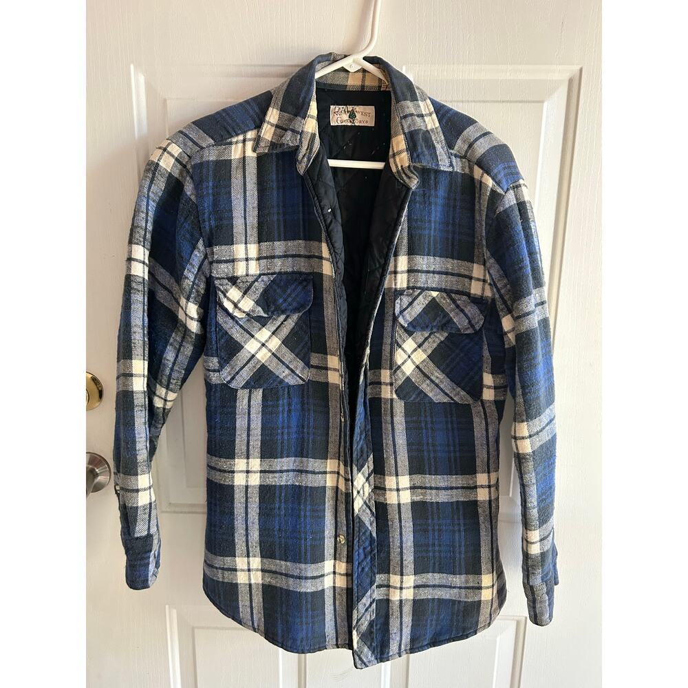 Mens Northwest Territory Plaid Lightweight Jacket Blue Gray Small Warm & Comfy